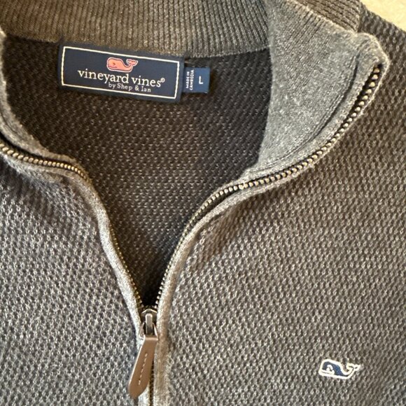 Vineyard Vines Men's Gray Quarter-Zip Pullover Sweater Larege Wool Blend - Picture 2 of 7